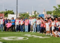 Entregó Gobernadora de Colima Nueva Cancha de Futbol 5 en la Colonia  La Reserva de La Villa